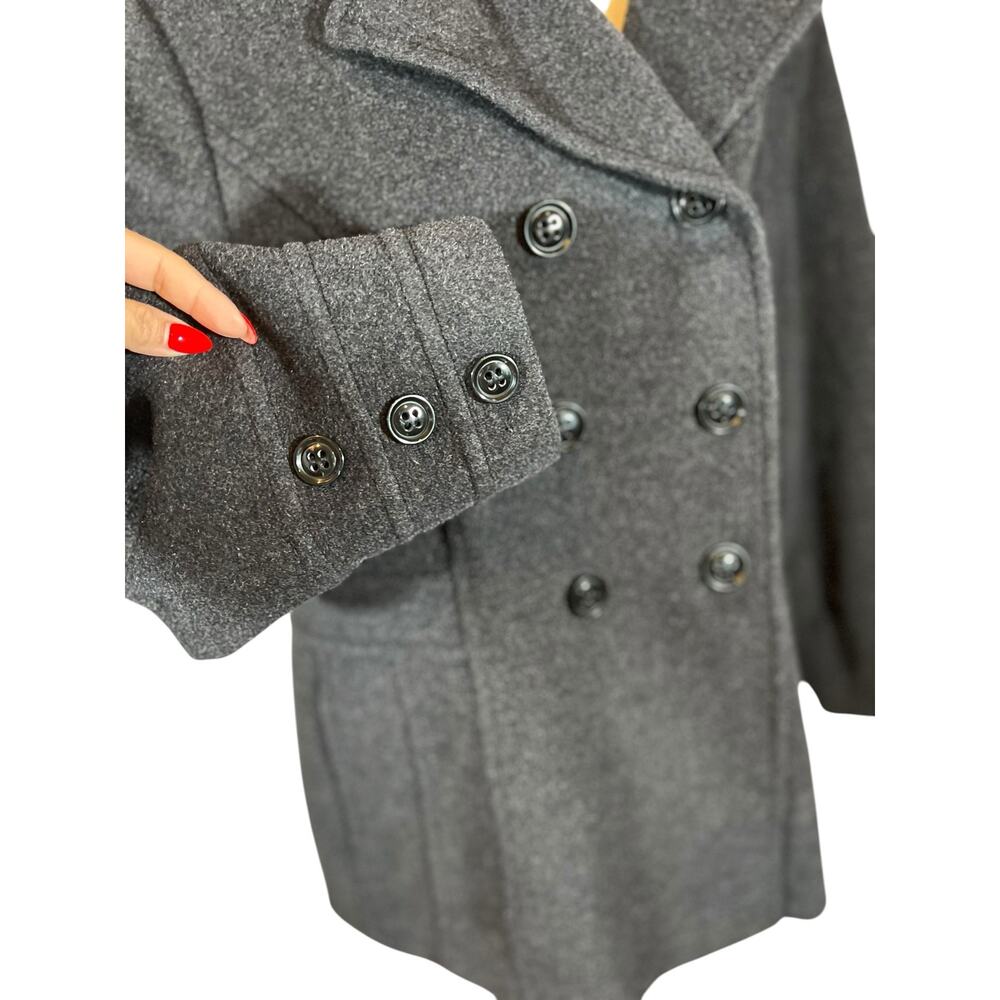 St John’s Bay Women's 3x Plus Classic Gray Double-Breast Wool Cashmere Peacoat - Picture 4 of 11